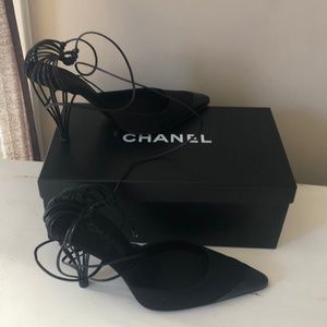 Chanel strappy 4 in black heels